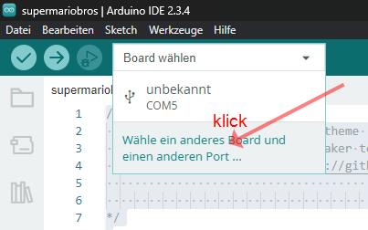 Anderes Board wählen